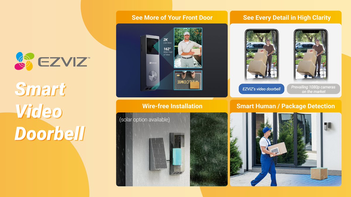 From apartments to villas, the #EZVIZ Video Doorbell offers wide-angle coverage to keep every corner secure. 
Effortless home protection that keeps you connected anytime, anywhere. 
Learn More: bit.ly/3Z1eqVx