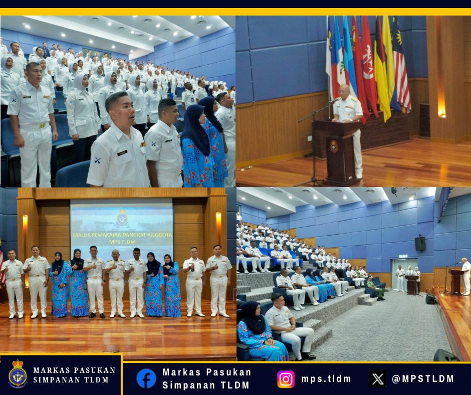 MPSTLDM's tweet photo. Majlis Pemakaian Pangkat Anggota MPS TLDM telah disempurnakan oleh YBhg Panglima Pasukan Simpanan. Majlis ini turut diserikan dengan kehadiran para isteri anggota yang dinaikkan pangkat. Syabas dan tahniah diucapkan kepada anggota.

#HomeOfNavalReservist https://t.co/nUB0pJ1DNU
