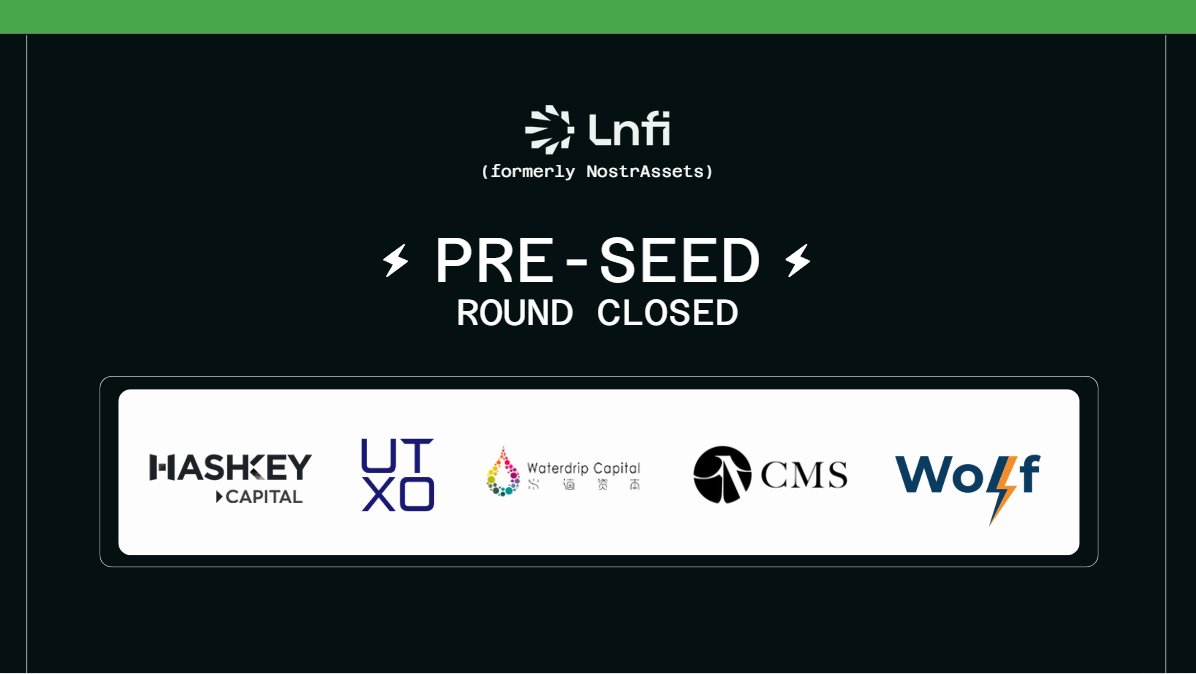 Lnfi Network (@lnfinetwork) on Twitter photo ⚡Lnfi Network (formerly NostrAssets) has successfully closed Pre-seed fundraising round participated by <a href="/HashKey_Capital/">HashKey Capital</a> <a href="/UTXOmgmt/">UTXO Management</a> <a href="/waterdripfund/">Waterdrip Capital</a> <a href="/cmsholdings/">Art of The CMS</a> <a href="/_WolfNYC/">🐺 Wolf ⚡</a> & others to reconstruct DeFi on Lightning.
👉More info: linky.quest/lnfipreseed ⚡Lnfi Network (formerly NostrAssets) has successfully closed Pre-seed fundraising round participated by <a href="/HashKey_Capital/">HashKey Capital</a> <a href="/UTXOmgmt/">UTXO Management</a> <a href="/waterdripfund/">Waterdrip Capital</a> <a href="/cmsholdings/">Art of The CMS</a> <a href="/_WolfNYC/">🐺 Wolf ⚡</a> & others to reconstruct DeFi on Lightning.
👉More info: linky.quest/lnfipreseed