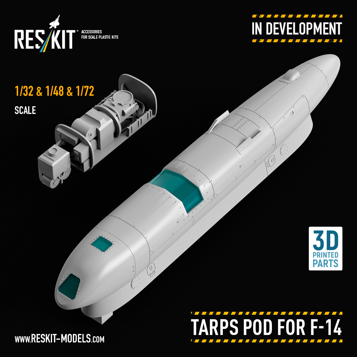 We're excited to announce that ResKit is working on a new addition for all  fans of the iconic F-14 Tomcat. Coming soon to our lineup is the TARPS (Tactical  Airborne Reconnaissance Pod