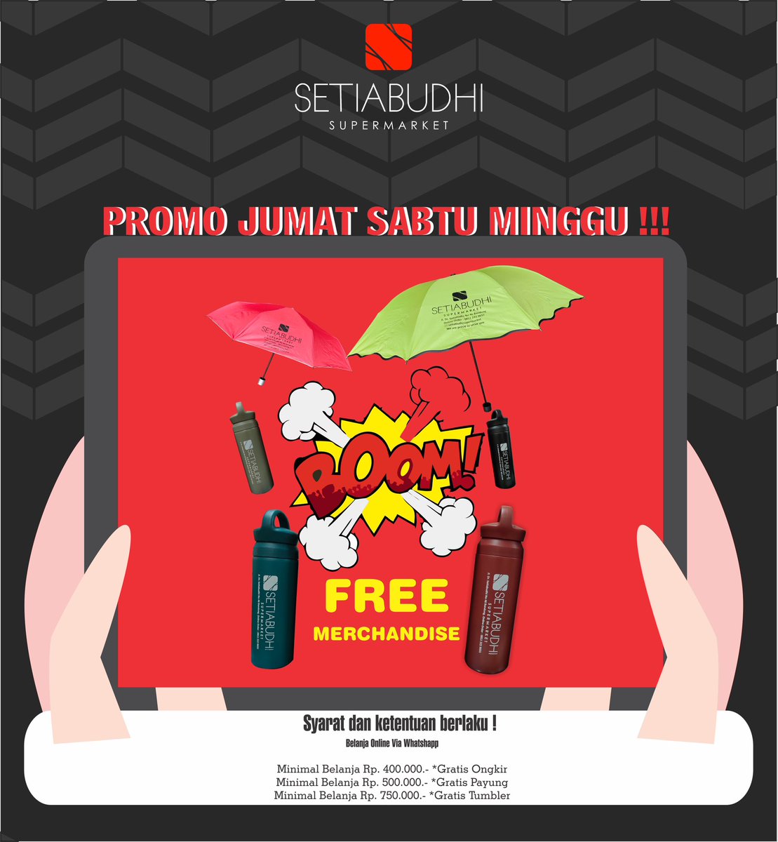 setiabudhispm46's tweet image. Weekend lebih seru dengan promo MENARIK di Setiabudhi Supermarket😘 FREE MERCHANDISE loh!!! 🥳Belanja lebih banyak bonus setiap JUMAT, SABTU, MINGGU.

Diskon untuk berbagai produk
Ayo,belanja sekarang untuk keluarga tercinta😘 
#PromoWeekend #BelanjaHemat #SetiabudhiSupermarket