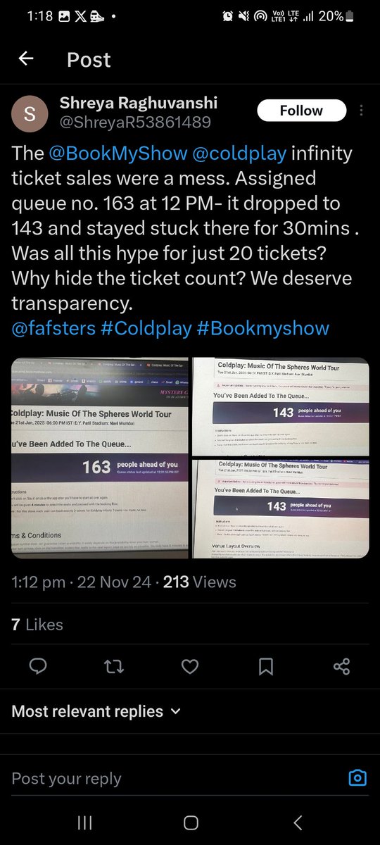 sai_sohan_'s tweet photo. @ColdplayIndiaa Wts wrong with BMS https://t.co/3102oBM5hA