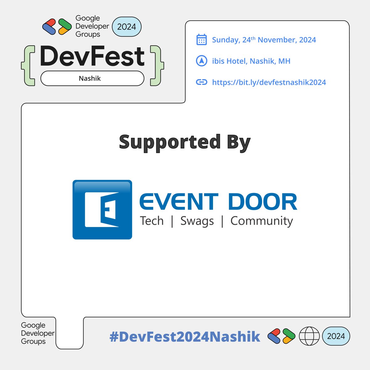 🚀 A huge thank you to our incredible partner <a href="/eventdoor_in/">Eventdoor.in</a>  for supporting #DevFestNashik 2024! 🙌 Your backing helps us bring top-notch AI, Cloud, and tech innovation to life for our community! 🌟 Let’s make this event legendary! 💥 #GDGNashik #DevFestNashik2024 #ThankYou