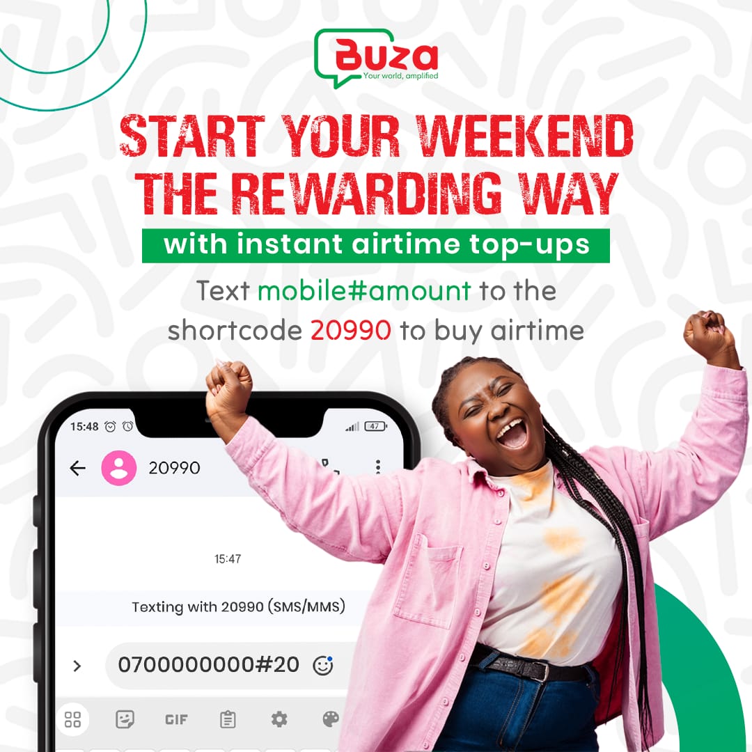 Buzaworld's tweet image. The perfect weekend starter pack!
 Text 'Buza' to 20990 to start.

#WeekendWins #EarnWithBuza #BuzaVibes #RewardYourself #ChillAndEarn #ShareToEarn #WeekendBoost #BuzaLife #WeekendMagic #RewardYourWeekend #EarnBigWithBuza 

JKIA Adani Kenya