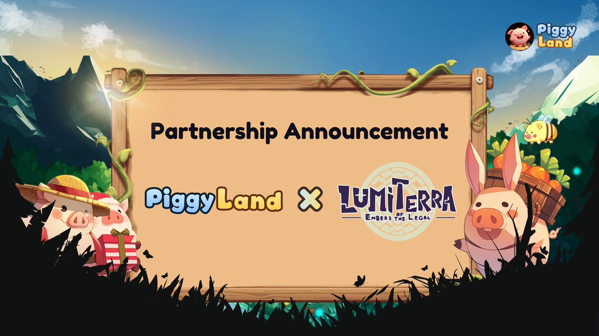 Piggy x Lumiterra Partnership Announcement!

We’re thrilled to partner with <a href="/LumiterraGame/">Lumiterra (mainnet arc)</a>
About Lumiterra: A multiplayer, open-world survival crafting game where you can ⚔️battle, 👩🌾farm with your friends🧑🤝🧑 or mysterious collected creatures
Join WL Giveaway here: