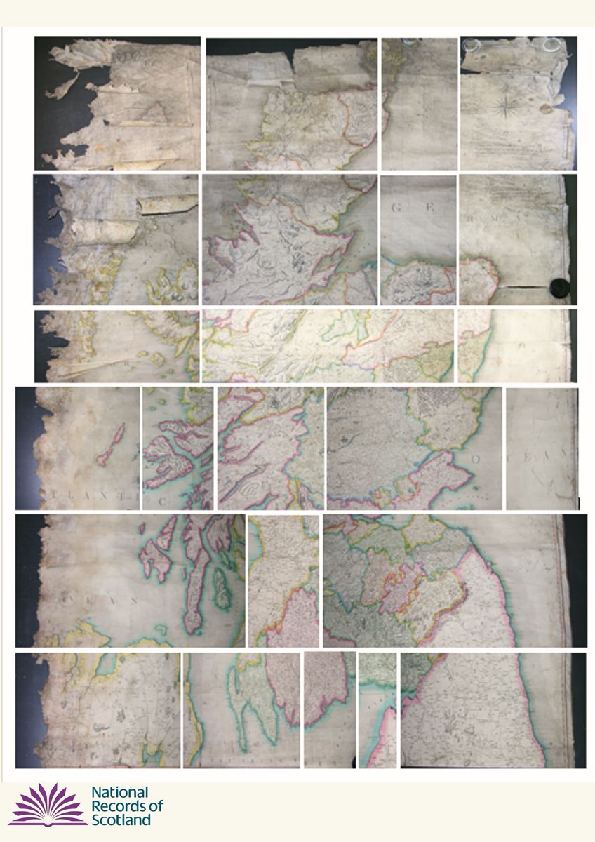 Our experts preserve our collections for future generations.

This huge 1805 map of Scotland was donated dirty, ragged and mouse-chewed. With hours of care and attention, one conservator restored its former glory.

Find out how 👇

bit.ly/ConservationMap

#ExploreArchives