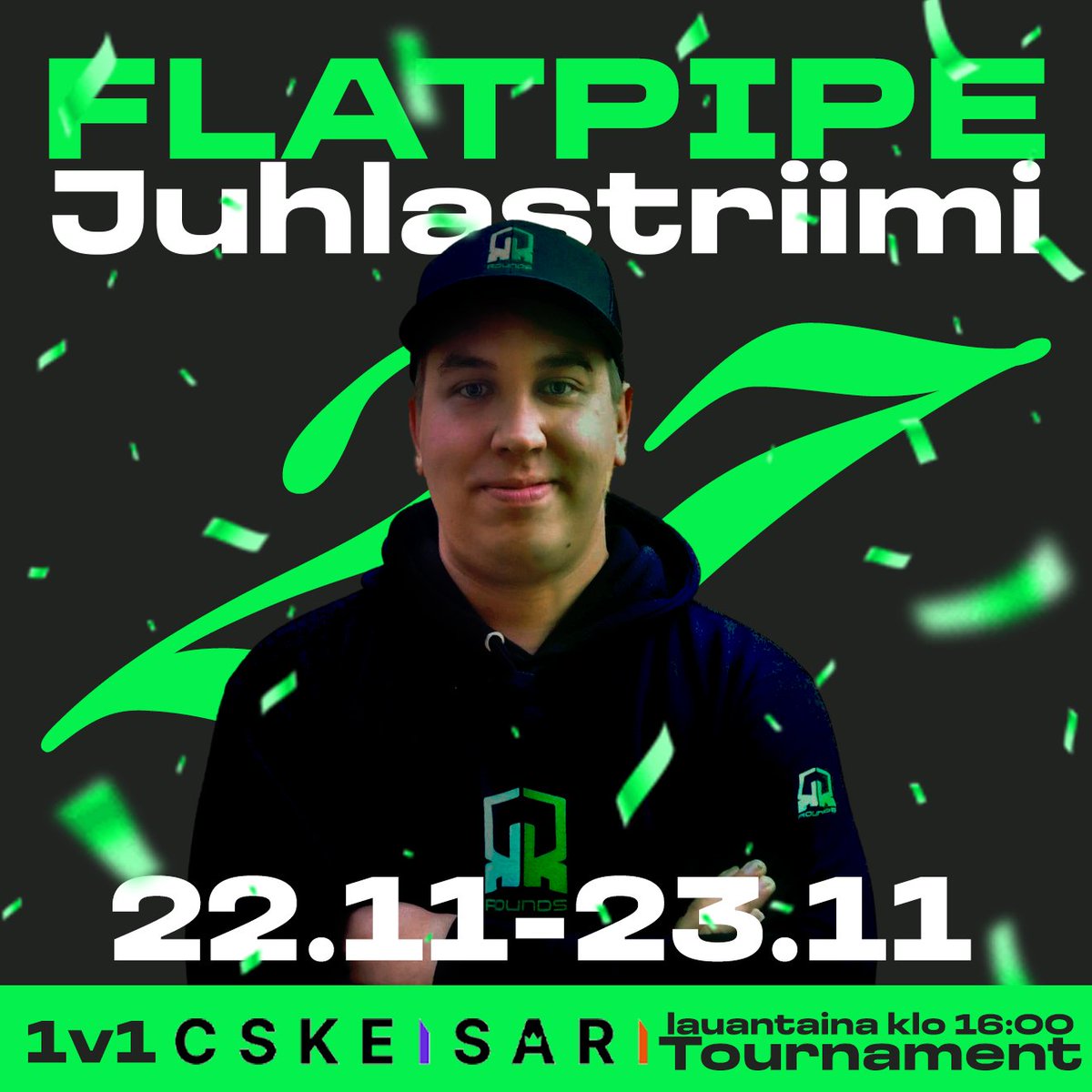 Tänään se alkaa klo 19:00 https:twitch.tv/flatpipe93 27H kestävä juhlastriimi! Luvassa pelailua, arvontoja, haasteista ja paljon muuta! Huomenna pelaillaan klo 16 eteenpäin <a href="/CSKeisari/">CSKeisari</a> sekä <a href="/RoundsGG/">ROUNDS</a> prozone: n sponsoroima 1vs1 turnaus! Nähdään livessä! 🔥