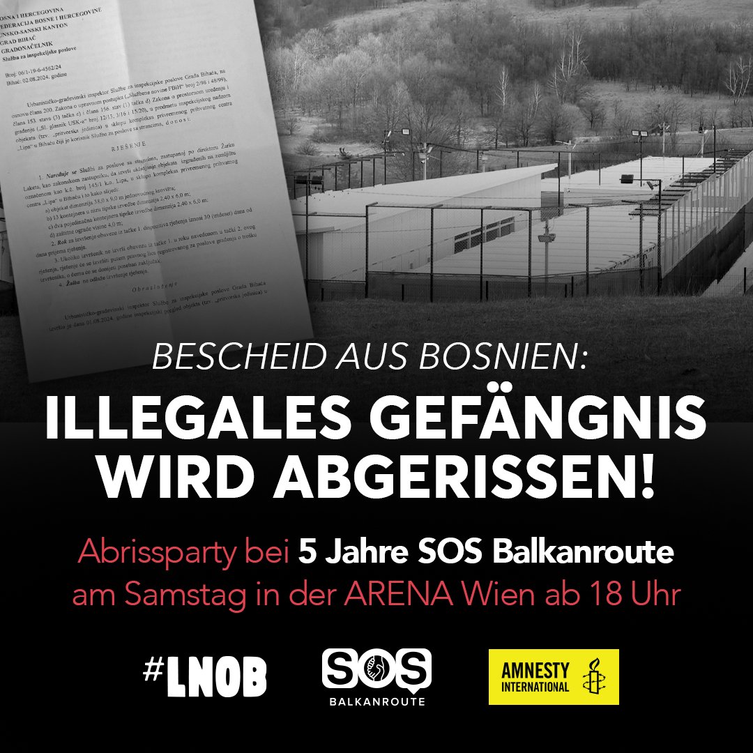 ❗️Wir haben es geschafft: ABRISS!❤️‍🔥❗️
Endlich wird die nie in Betrieb gegangene und illegale Hafteinheit für Geflüchtete im bosnischen Camp Lipa abgerissen, so ein Bescheid der Bauinspektion der Stadt Bihać. 
Diesen haben wir heute, beglaubigt und übersetzt, mit <a href="/ShouraHashemi/">Shoura Hashemi</a>
