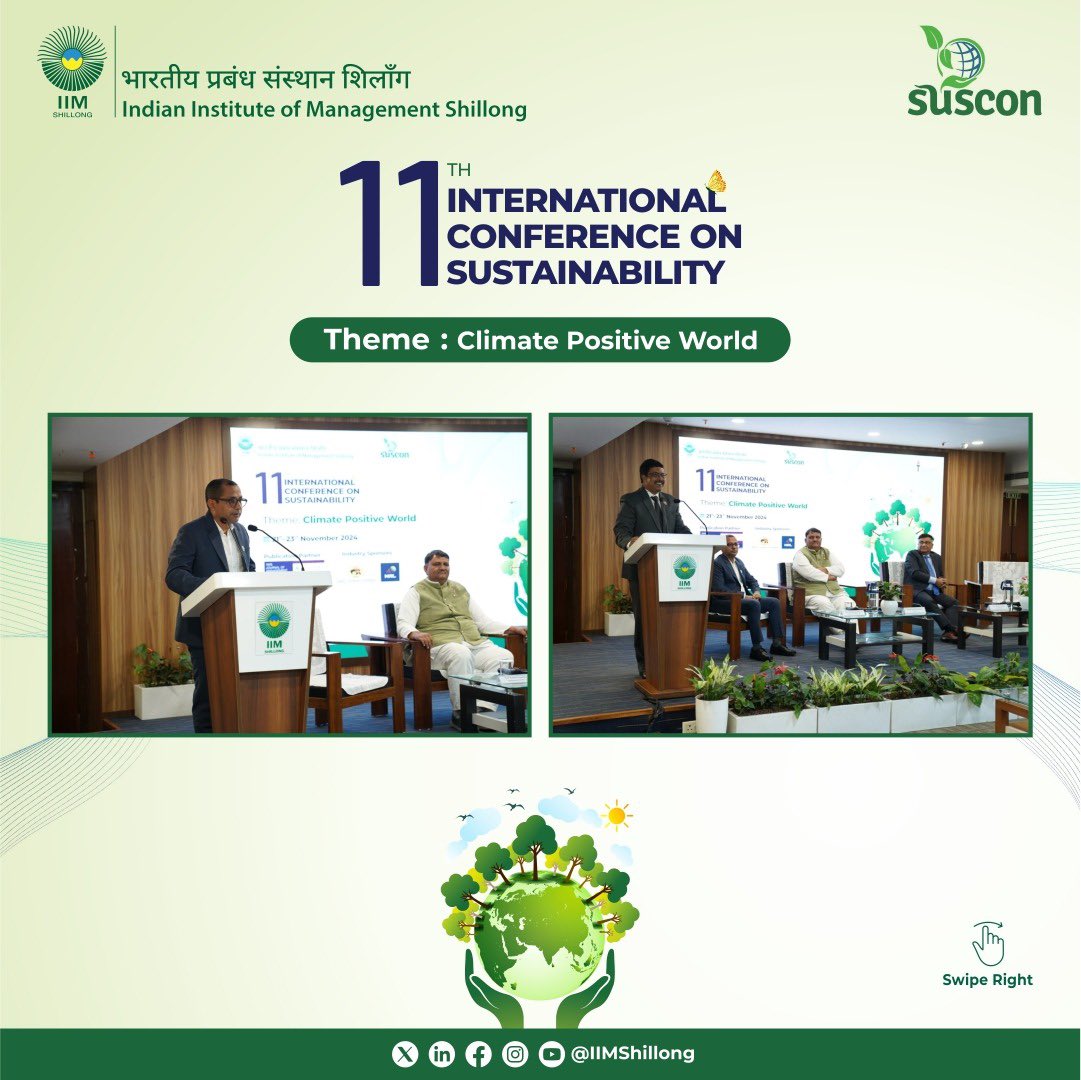 IIMShillong's tweet photo. It brings us immense pride and joy to embark on the second decade of #SUSCON: The International Conference on Sustainability, with the launch of #SUSCONXI .
The inaugural session was graced by Padma Shri @shyamsunder_111 , the Father of Eco-feminism, as our esteemed Chief Guest. https://t.co/AZfVpoli0O