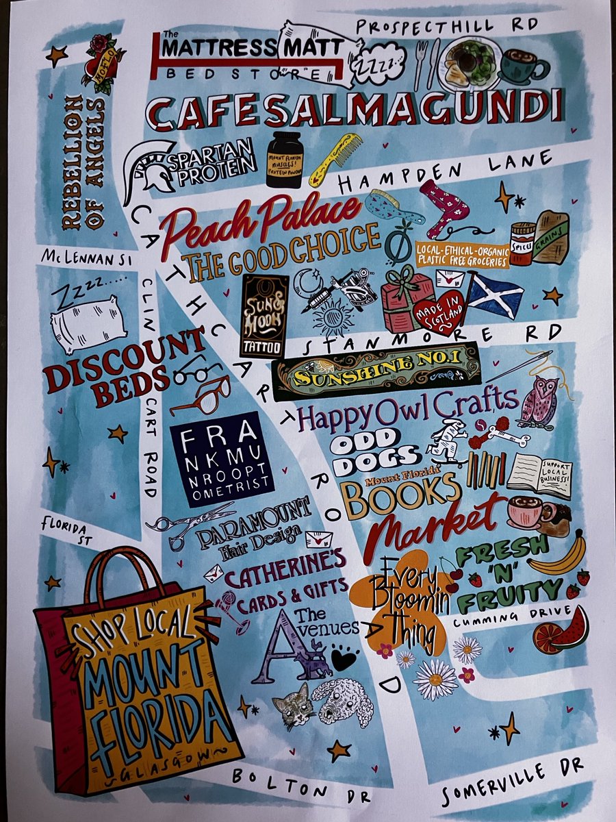 Just spotted this map highlighting some of the great independent businesses we have in Mount Florida. Why not visit and check them out- there’s more too