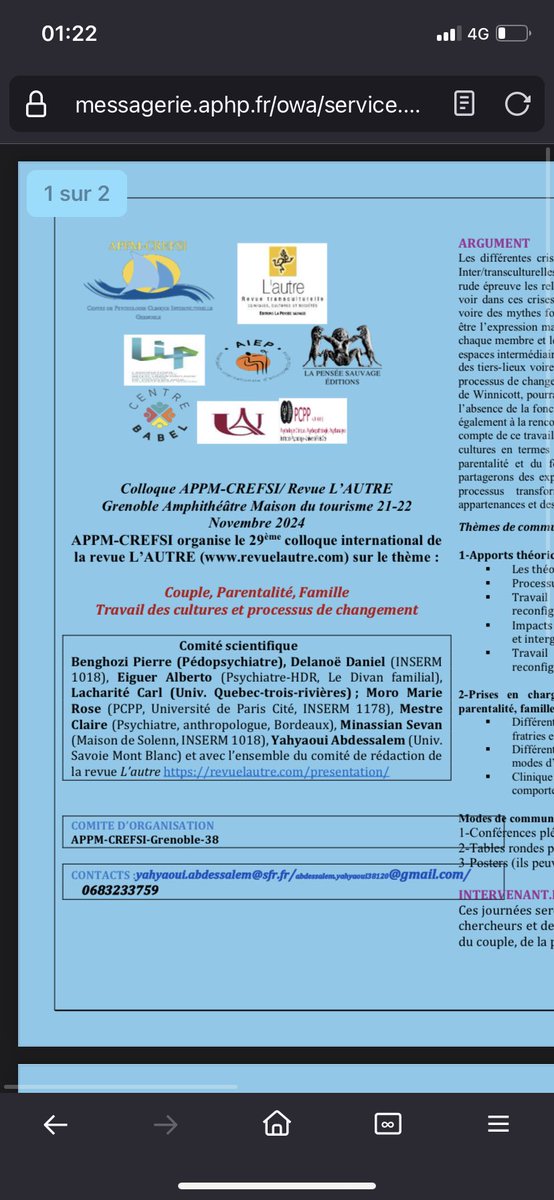 C’est parti pour le 2ème jour du 29ème congrès international de la revue L’autre consacré aux couples, familles et parentalités à <a href="/VilledeGrenoble/">Ville de Grenoble</a> avec l’intervention de <a href="/MarieRoseMoro/">Marie Rose Moro</a>, Abdessalem Yahyaoui, Pierre Benghozi, Amalini Simon…