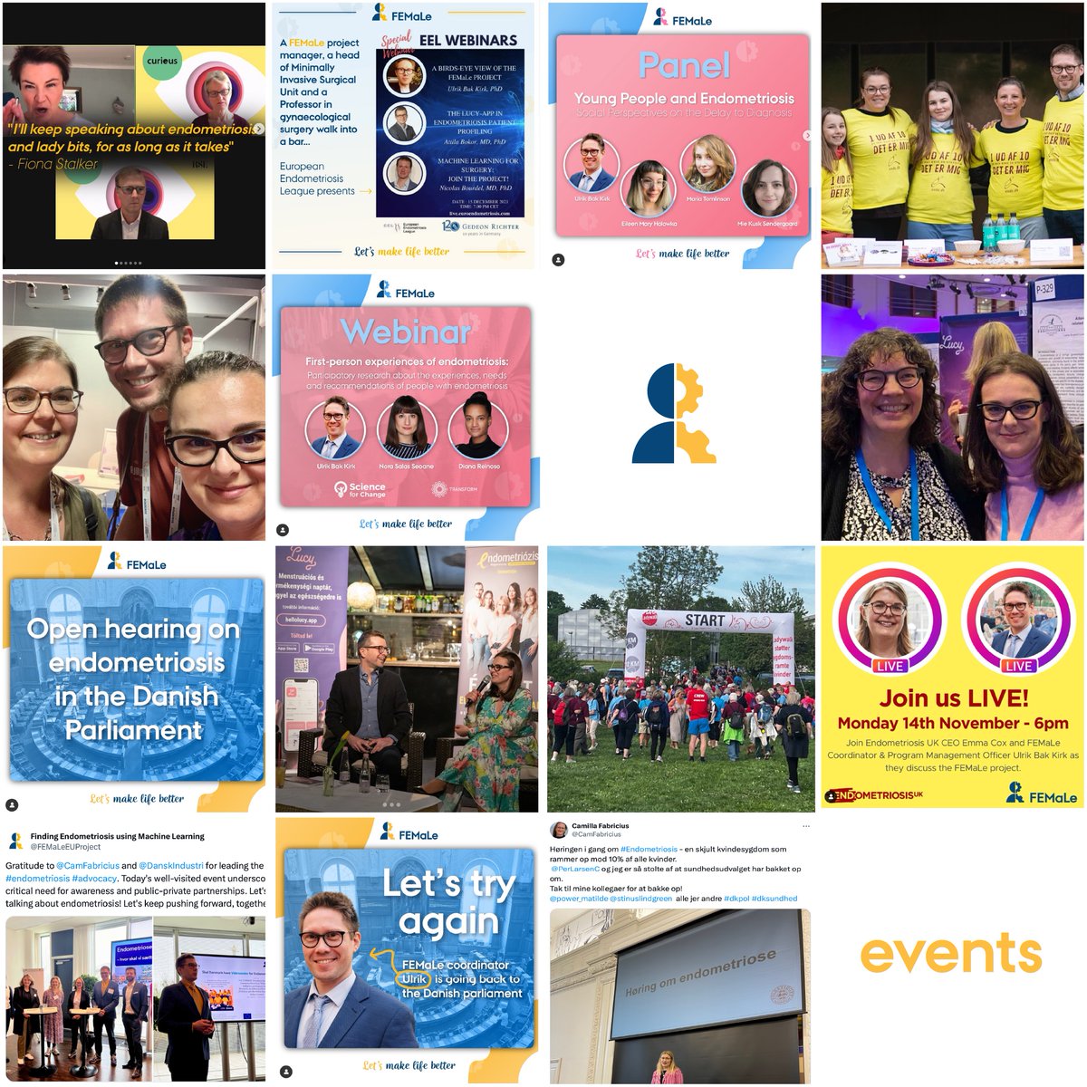 Events, both in person and online. In the graphic we've provided a glimpse of the events that FEMaLe project has been a part of.

#endometriosis #endometriosisawareness #womenshealthmatters