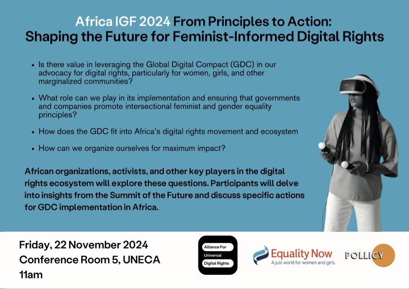 We're at #AfIGF discussing challenges to implementing the #GlobalDigitalCompact across Africa (and the globe), and how civil society can work together to ensure it protects #DigitalRights and creates an empowering digital ecosystem. Follow here: zoom.us/webinar/regist…