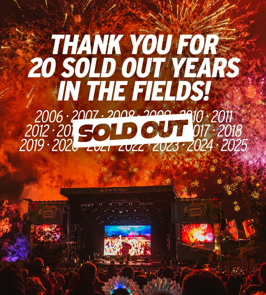SOLD OUT IN RECORD TIME! 🎉

Just three weeks after our line up dropped - we're pleased to announce Kendal Calling has now sold out for the twentieth year in a row!