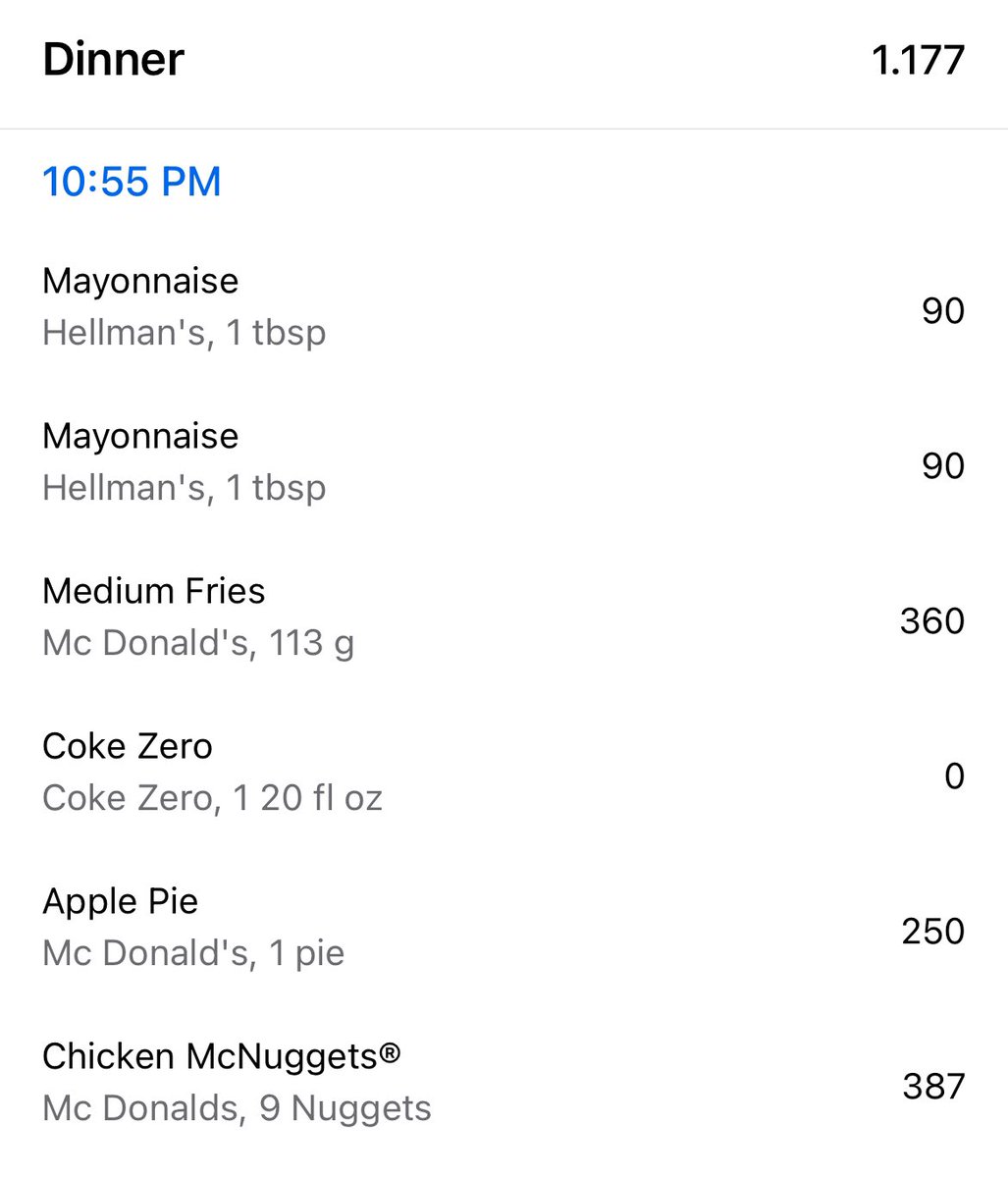 Si alguien quiere motivación para salir del bucle de cenar Mc Donald’s varios días a la semana: una comida del mac es más de la mitad de las calorías que una persona debería consumir al día para vivir. Con casi nada de nutrientes o proteína 🫡🫠