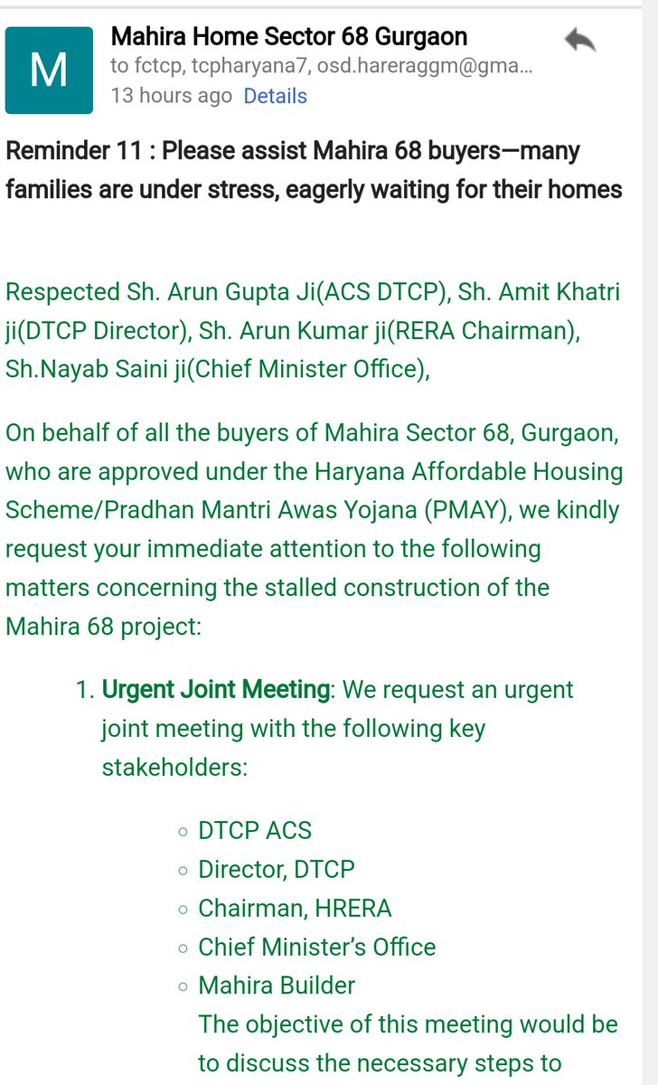Mahira Sector 68 Gurgaon Buyers(Victims of PMAY) tweet media