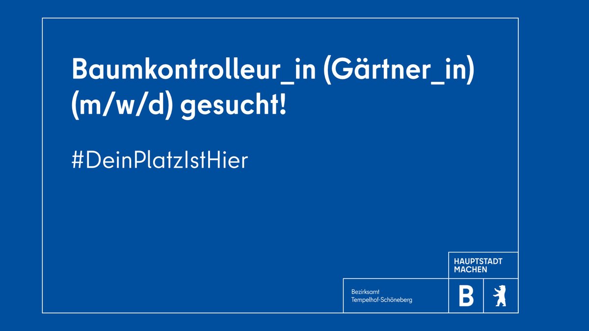 Das Straßen- und Grünflächenamt im Bezirksamt #Tempelhof-#Schöneberg sucht zum nächstmöglichem Zeitpunkt unbefristet Baumkontrolleur_in (Gärtner_in) (m/w/d).

Bewerbungsfrist: 🗓️ 15.12.2024

➡️ karriereportal-stellen.berlin.de/stellenangebot…

@SaskiaEllenbeck 
#JobsBerlin #DeinPlatzIstHier