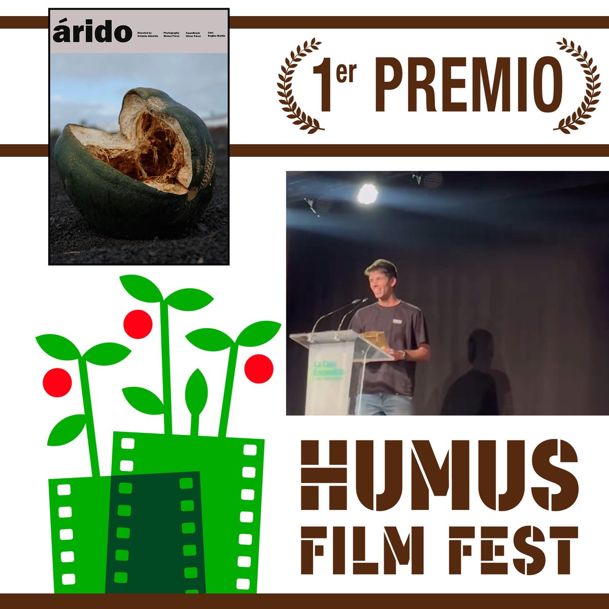 Nos levantamos con la maravillosa noticia del Primer Premio al cortometraje “Árido” (CIFP Zonzamas) en el Humus Film Fest (Madrid).

Orlando, su director, recogió anoche el galardón en Madrid.

Muchísimas felicidades a Orlando y a toda la comunidad educativa del CIFP Zonzamas.