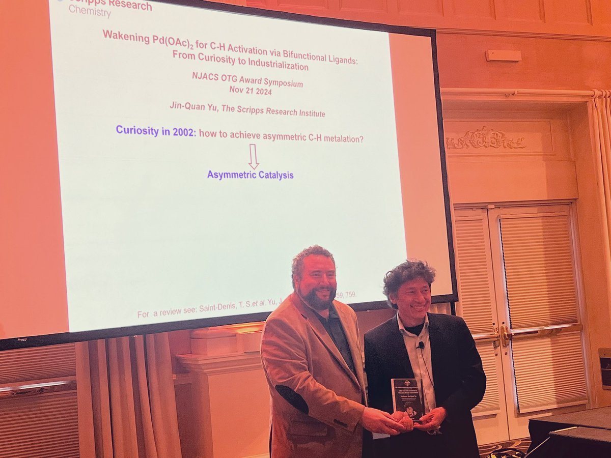 Engle Lab (@englelab) on Twitter photo Hearty congratulations to <a href="/YulabJin/">Yulab</a> for receiving the 2024 NJACS OTG Award for Creativity in Molecular Design & Synthesis, and huge thanks to the organizers and sponsors! <a href="/scrippsresearch/">Scripps Research</a> <a href="/AcsJersey/">North Jersey ACS</a> <a href="/ACSorganic/">ACS Organic Division</a> #BMSChemistry #MerckChemistry 🎉 👏🏻 Hearty congratulations to <a href="/YulabJin/">Yulab</a> for receiving the 2024 NJACS OTG Award for Creativity in Molecular Design & Synthesis, and huge thanks to the organizers and sponsors! <a href="/scrippsresearch/">Scripps Research</a> <a href="/AcsJersey/">North Jersey ACS</a> <a href="/ACSorganic/">ACS Organic Division</a> #BMSChemistry #MerckChemistry 🎉 👏🏻