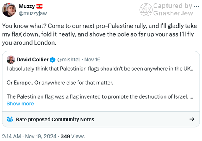 GnasherJew's tweet photo. IDENTIFIED

The troll sending abusive and threatening messages to Jews and their allies has been identified as Mustapha Jawad. He also was at the JW3 Community Centre with other "pro-Palestine" thugs last month aggressively intimidating and harassing Jews.

Mustapha is potentially violent and needs to be reported to @metpoliceuk.