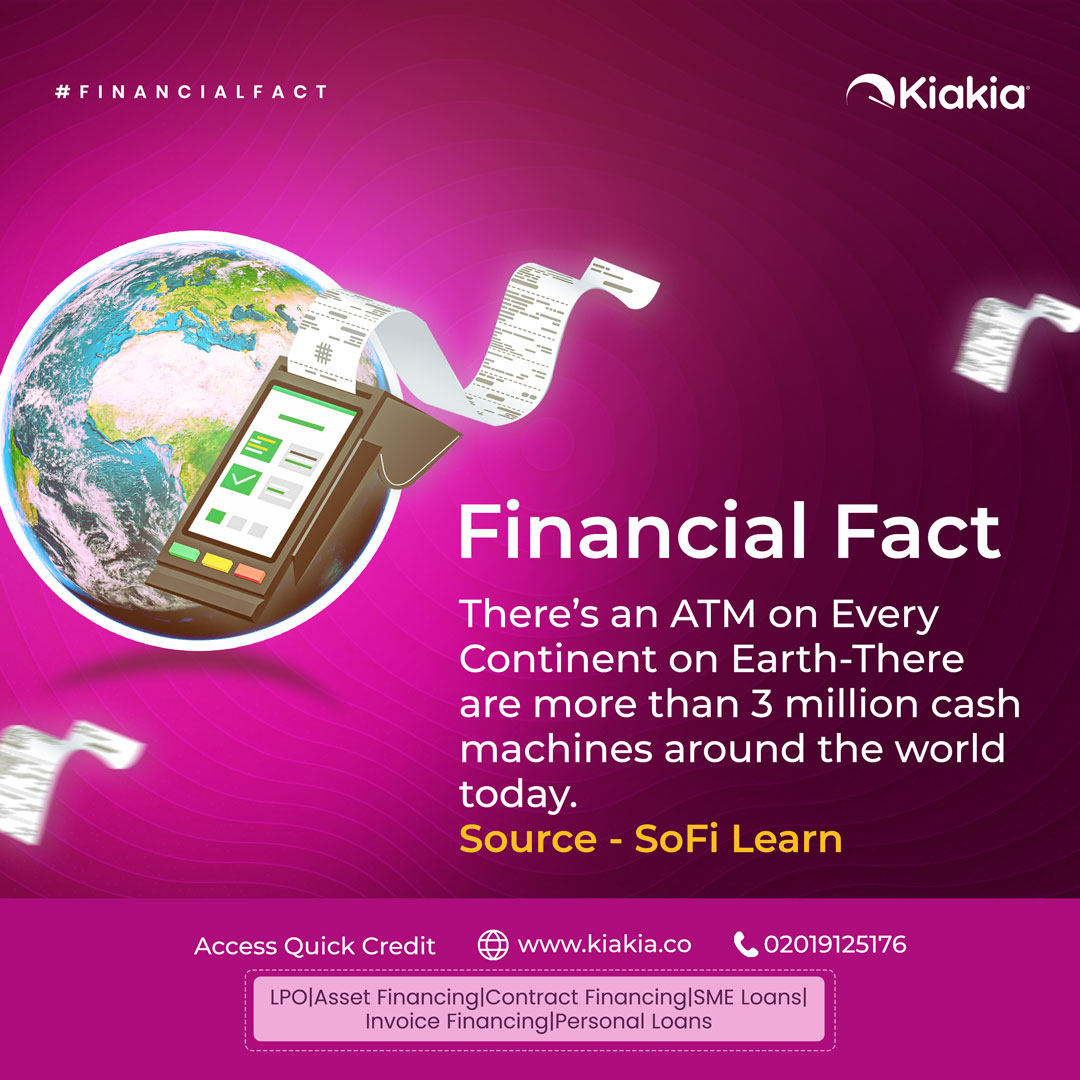 kiakia_co's tweet photo. With over 3 million ATMs worldwide, you can find a cash machine on every continent! Convenience truly knows no bounds.
#financialfact #kiakia #atm #cash #kiakiafriday https://t.co/wBUMLGXP0B