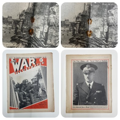 Each issue of The War Illustrated features a different hero on the back cover. These newspapers, held in the Royal Armouries Library, are currently getting an upgrade from rusty staples to bookbinding thread #EYAHeroes #conservation