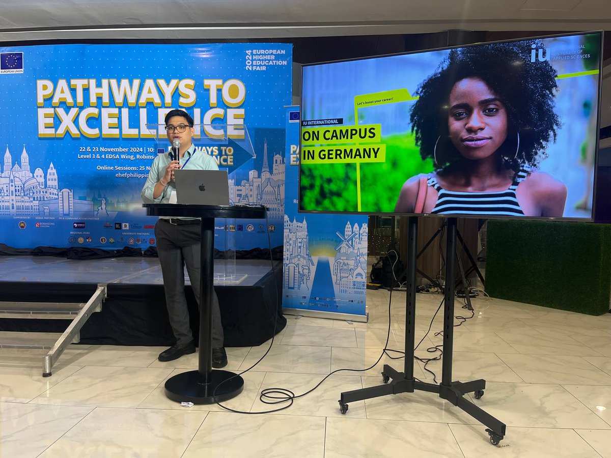 EHEFPhilippines's tweet image. Happening now! 🇩🇪

Looking for higher education opportunities in Germany? Catch International University of Applied Sciences at EHEF 2024.

See EU at Level 3 &amp;amp; 4 EDSA Wing, Robinsons Galleria, Ortigas!

#StudyInEU #EHEF2024 #PathwaysToExcellence