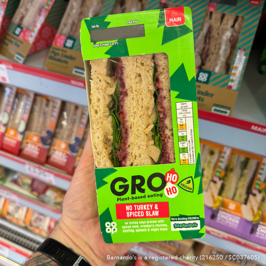 This year, I'll be getting my festive sarnies from <a href="/coopuk/">Co-op</a>. They're donating £50k from the sale of their Christmas sandwiches to their charity partner, <a href="/barnardos/">Barnardo’s</a>. The perfect reason to enjoy a festive treat in my next meal deal 😋