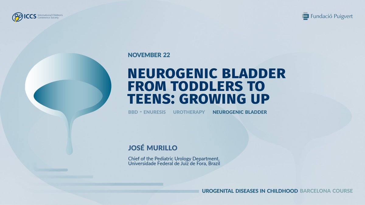 Here, at the <a href="/ICCS_continence/">International Children’s Continence Society</a> Course in Barcelona
🟡#UroPED The evolution of neurogenic bladder's talks we do not stop:

🔘Neurogenic bladder from toddlers to teens: growing up

José Murillo, Chief of the Pediatric Urology Department, <a href="/UFJF_/">UFJF</a>, Brazil