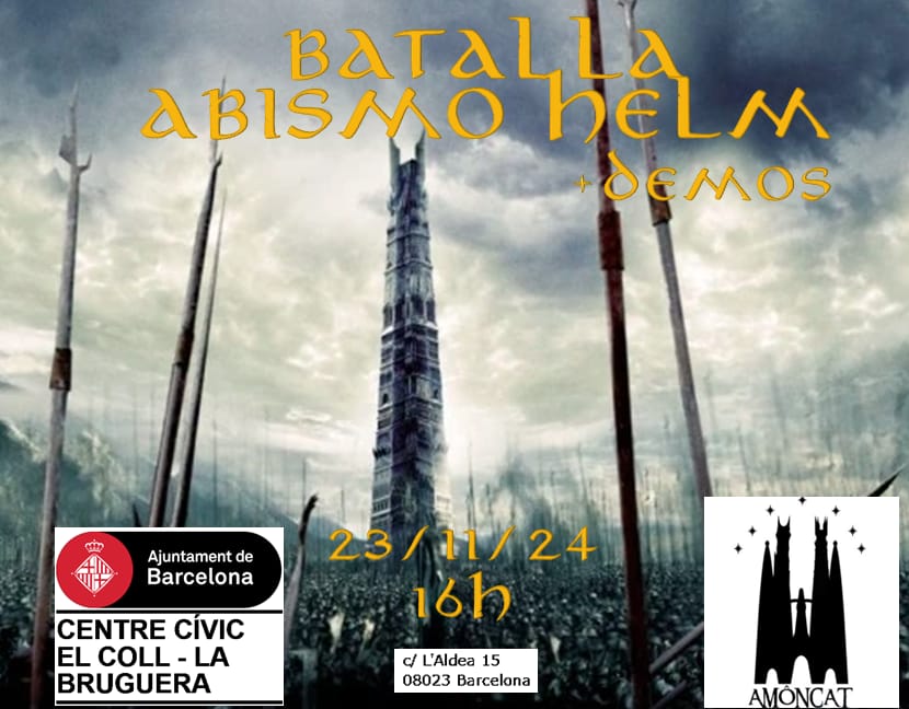 La Guarnición de Amôncat participará mañana sábado 23 de noviembre, en la Festa Friki, con actividades ambientadas en ESDLA

⚔️ Partida temática: Asalto al Abismo de Helm
⚔️ Partidas introductorias
🕓 16:00h
📍CC Civic El Coll - La Bruguera

¡No os lo perdais!

#mesbg #esdla