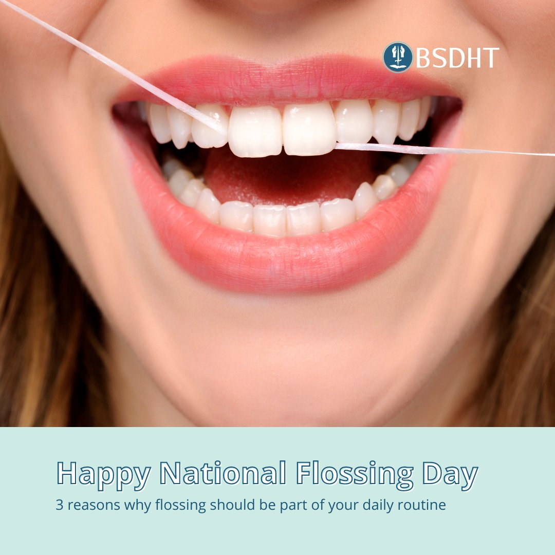 BSDHTUK's tweet image. 🦷Happy National Flossing Day!🦷

Today, we’re highlighting the importance of flossing and its vital role in maintaining a healthy smile. At BSDHT, we believe that flossing is key to preventing gum disease, cavities, and keeping your breath fresh.
#FlossingTips #HealthySmile