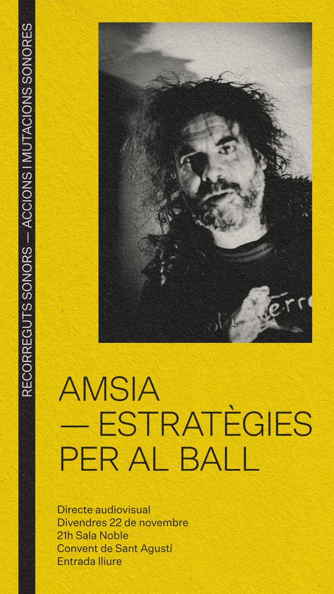 Divendres de #recorregutssonors2024
🥘 20h Concert audiovisual amb #RaúlCostafreda i #AuroraGasull, que venen a presentar ÀGAPE
🍄 21h Concert d'AMSIA, que ve a presentar ESTRATEGIAS PARA EL BAILE
Els dos a la Sala Noble
👉 conventagusti.com/blog/recorregu…