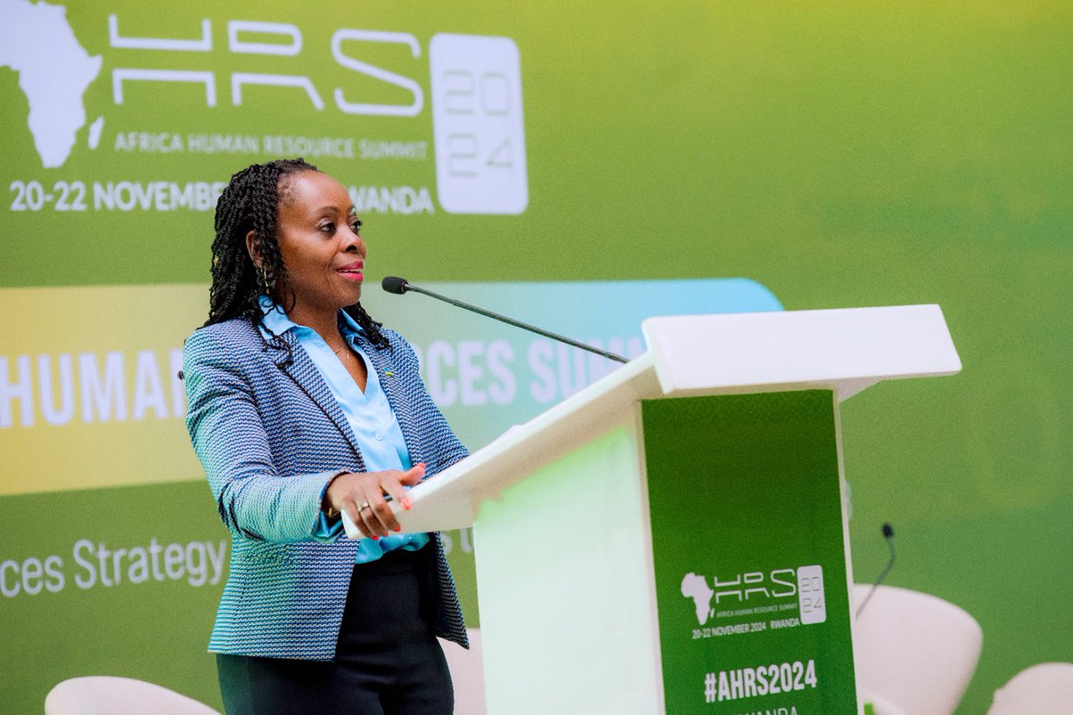 Hon. Minister <a href="/CNkulikiyinka/">C. Nkulikiyinka</a> underscored Rwanda's dedication to transformative workforce development during the opening of the Africa Human Resource Management Summit. The event, held in Rwanda from 20-22 Nov 2024, brought together 700+ delegates from Africa. 🌍#AfricaHRSummit.