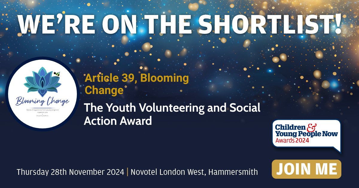 Not long now until our Blooming Change group attends #CYPNowAwards. 

Members have all experienced detention under the Mental Health Act 1983 as children. 

📝 Their briefing on priorities for the Mental Health Bill also landing with Peers ahead of Second Reading debate on Mon.