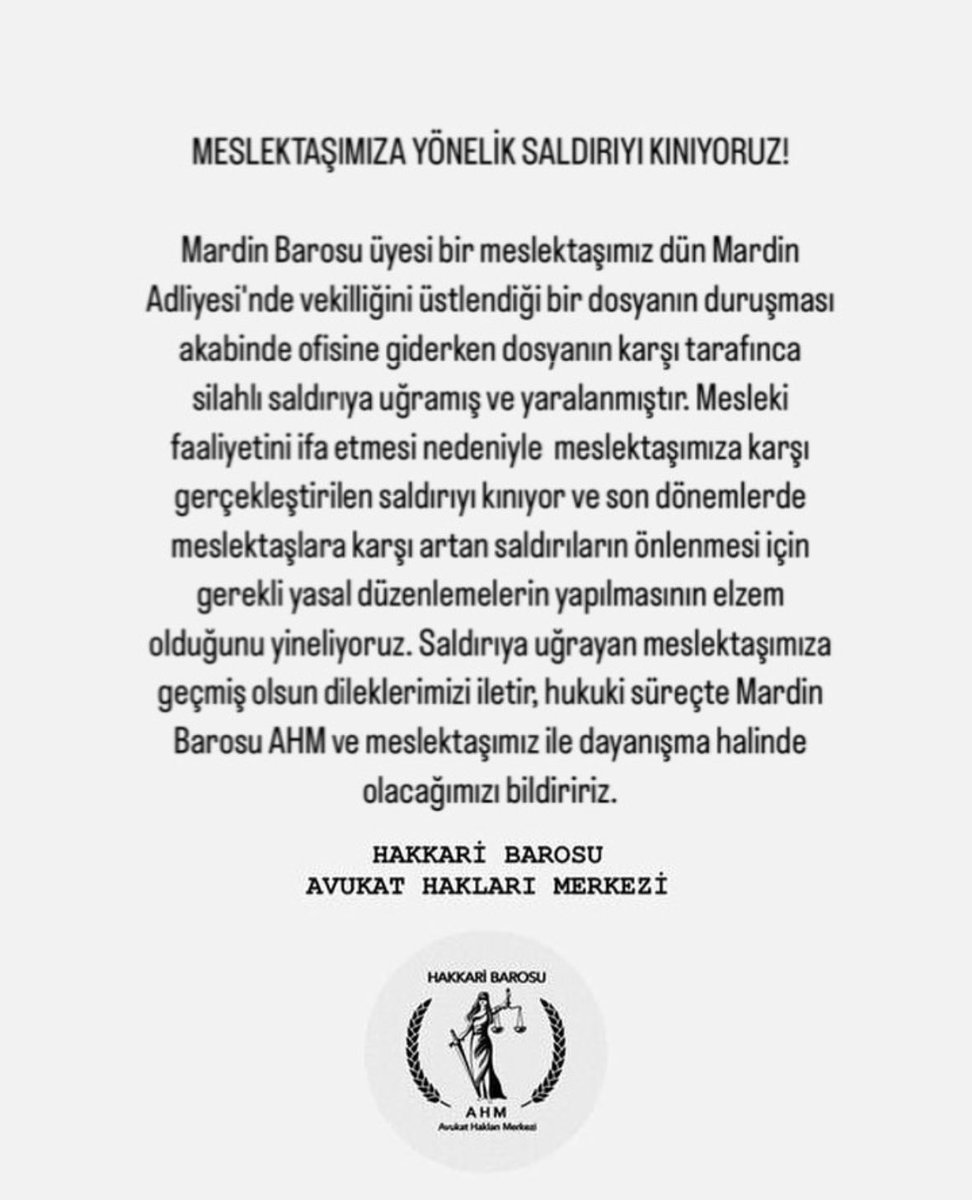 Hakkari Barosu Avukat Hakları Merkezi tweet media
