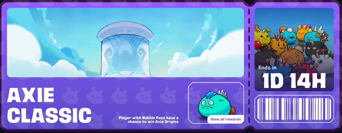 AxieInfinity's tweet photo. The Axie Classic leaderboard is about to end, which means the Premium Pass will soon close!
๐Reminder: Premium Pass holders are eligible to win prizes in the end-of-season raffle, including multiple collectibles.
You have until Nov 25th, 8AM PHT / Nov 24th, 7PM EST to complete Premium Pass milestone rewards.
Check this site to see how many raffle tickets youโve earned!
๐๏ธ: https://t.co/BsYQxCVLRS
