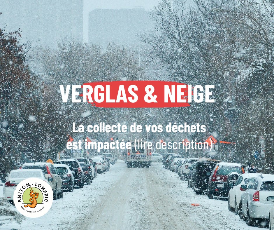 ❗️Conditions météorologiques défavorables ❗️
Le démarrage de la collecte de vos déchets débute plus tard aujourd'hui. Nous vous remercions par conséquent de laisser votre bac sorti jusqu’à son ramassage.
Nous vous remercions pour votre compréhension et votre coopération.