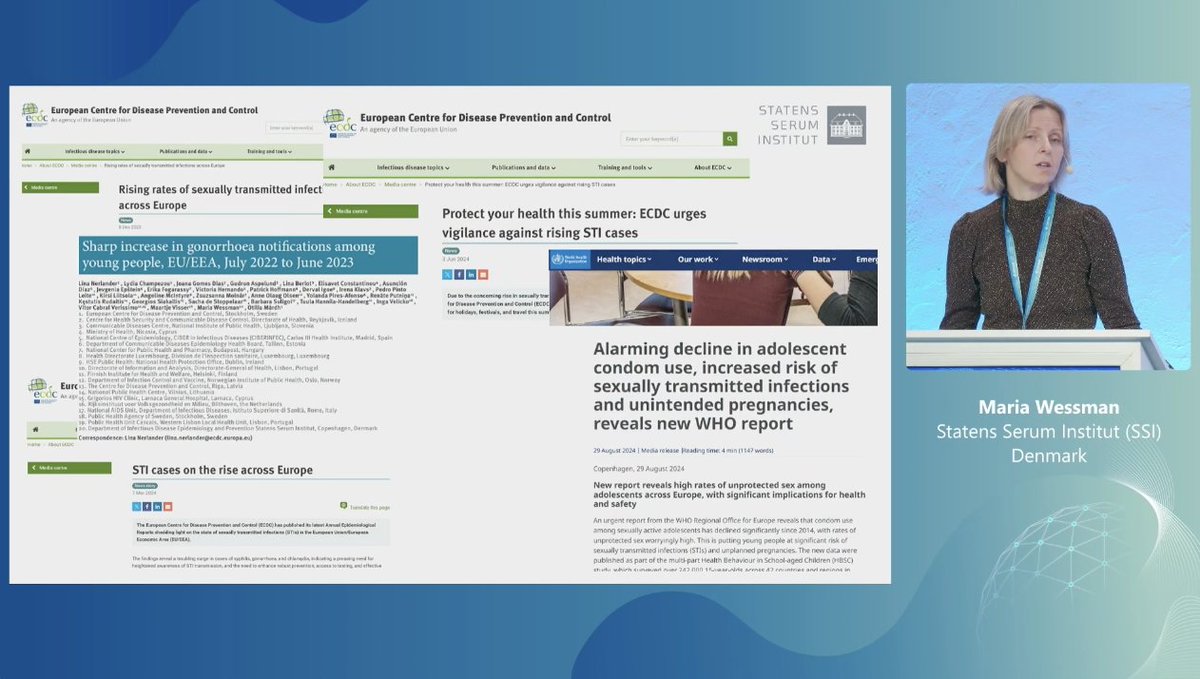 Maria Wessman:

#STIs are surging in Europe, especially among young people.

It doesn’t matter if we shout &gt;condom&lt; with a capital &gt;C&lt; at young people if they are not going to use them.

We have to be inventive in how we talk to our key populations.
#ESCAIDE2024