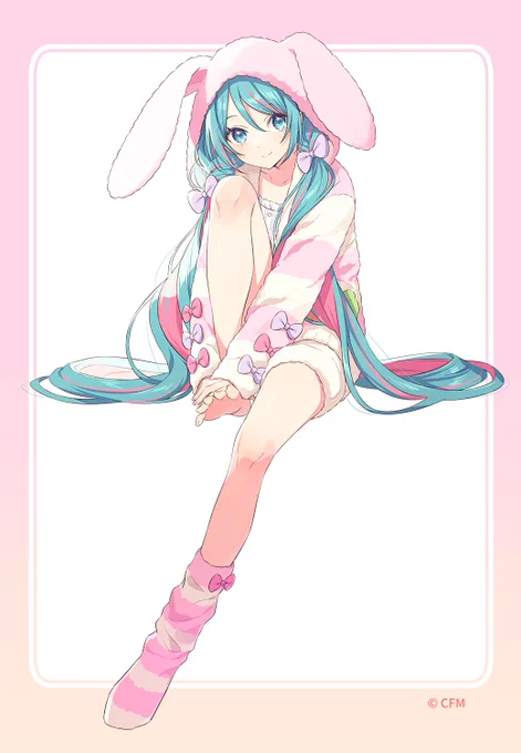 #初音ミク  ぬーどるストッパーフィギュアーうさ耳パジャマー描かせていただきました!お店に並び始めているようです。何卒よろしくお願い致します。 