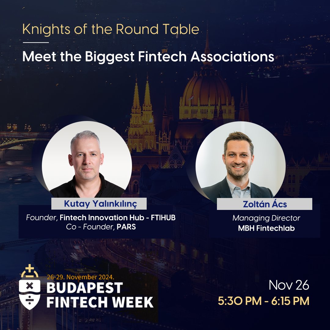 Fintech innovation takes the stage at Budapest Fintech Week 2024! 🌍 Kutay Yalınkılınç, Co-Founder of PARS &amp; founder of FTIHUB, and Zoltán Ács, Managing Director at MBH Fintechlab, come together to discuss the power of fintech associations 🚀