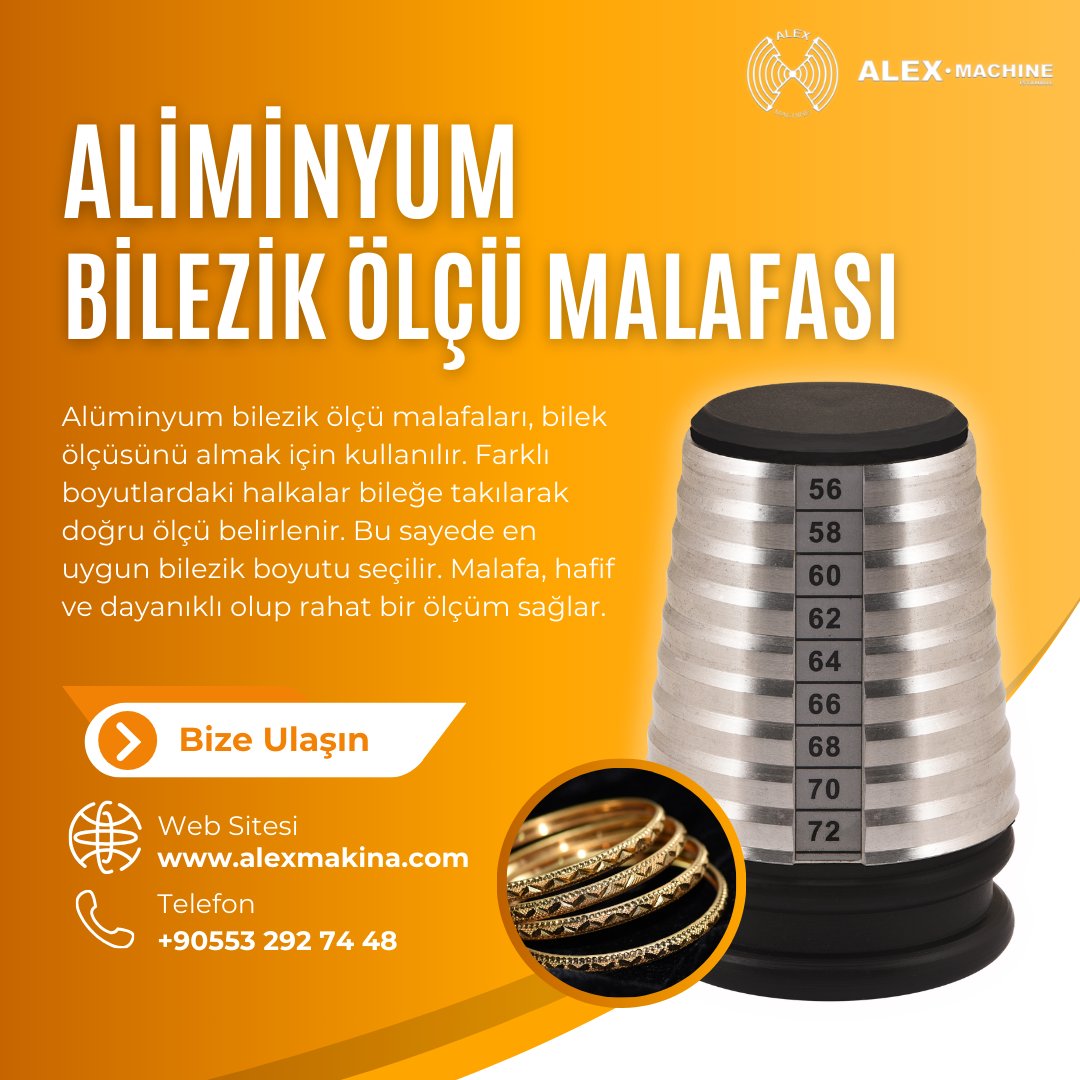 Alex Makina | Türkiye'nin En Büyük Kuyumcu Malzemeleri Sitesi
Aliminyum Bilezik Ölçü Malafası | Alex Makina
#KuyumcuMakinalarıSatışı #AltınMakineleri #KuyumcuMakinası #KuyumculukTeknolojisi