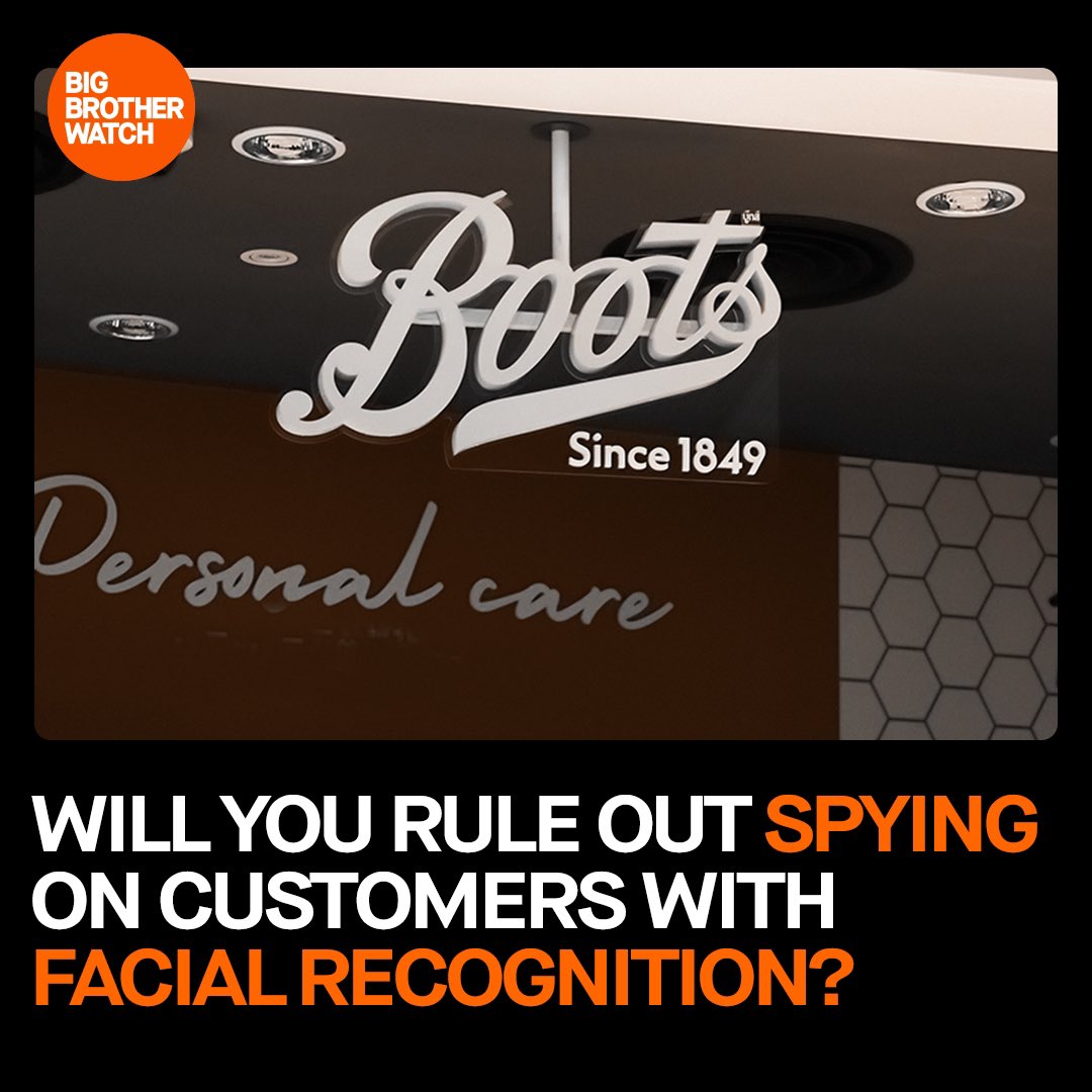 pussinb79432400's tweet image. 🚨 @BootsUK, will you RULE OUT the use of intrusive live facial recognition technology on your customers?

Respect your customers&apos; privacy &amp;amp; commit to not using facial recognition in the future. #StopFacialRecognition