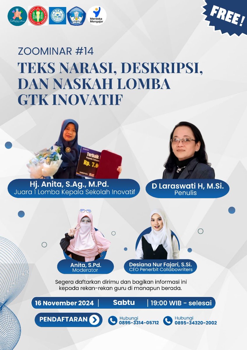 Zoominar #14, Sabtu, 16 November 2024
#komunitasgurupenulis #delaras #collabowriterpublisher

laraswati.com/2024/11/17/zoo…