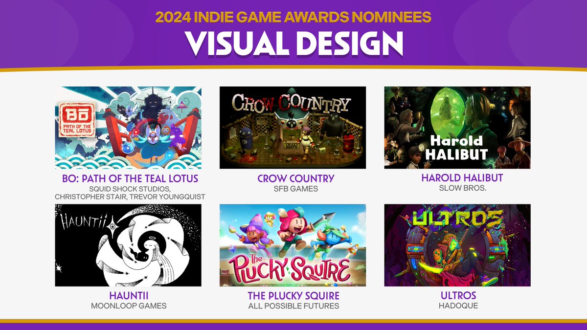 So happy to see two games we localized nominated for <a href="/theindieawards/">The Indie Game Awards</a>!

💫 Children of the Sun by <a href="/primaerfunktion/">rené</a> for Solo Development
💫 <a href="/Hauntii/">Hauntii</a> for Visual Design 

Congrats to both, we're rooting for you 🤞🤍