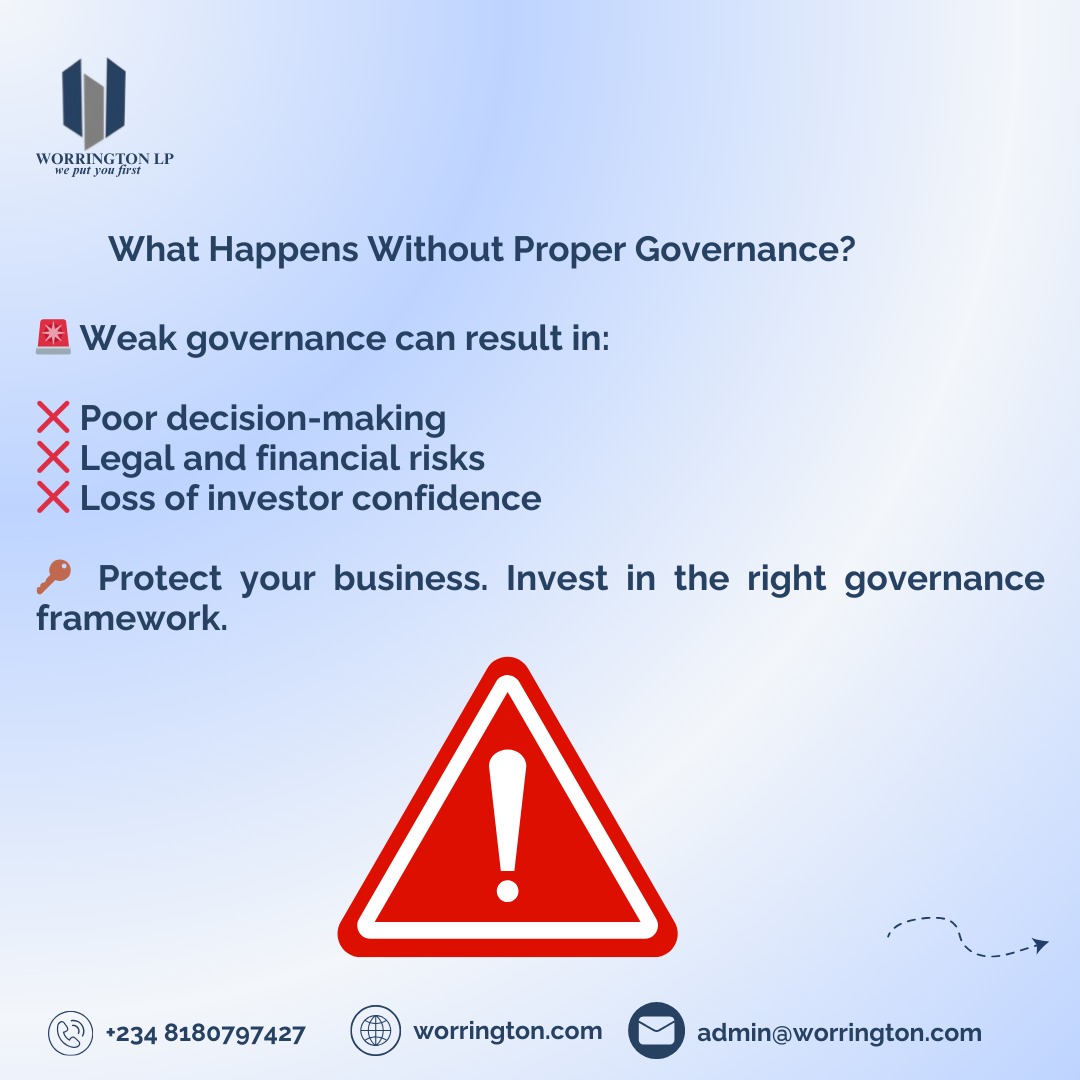 WorringtonC's tweet photo. 🚀 Scaling Your Business? Start with Governance!
Strong corporate governance isn’t just a choice; it’s the secret to sustainable growth, risk management, and stakeholder alignment. Let Worrington Legal Practitioners guide your business to new heights with tailored governance https://t.co/hMYaaEzmTV