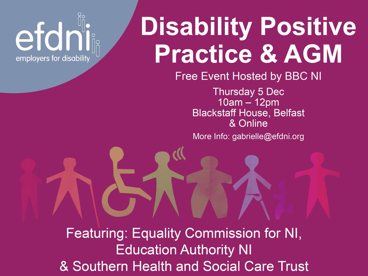 Join us for an event on disability inclusion! Starting at 9:45am with refreshments, hear from experts on key issues, positive practices, and network with others. Don't miss out—email gabrielle@efdni.org to book your spot! #DisabilityInclusion #NetworkingEvent