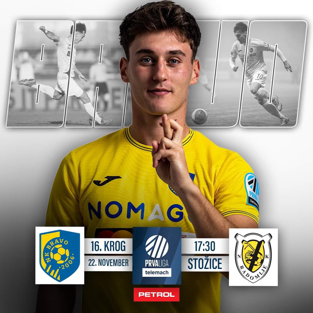 Let's go!

‼️ Prva liga Telemach, 16. krog
⚽️ Bravo🆚️Radomlje
🗓 22. november ob 17:30
🏟 Stadion Stožice

#MiSmoBravo