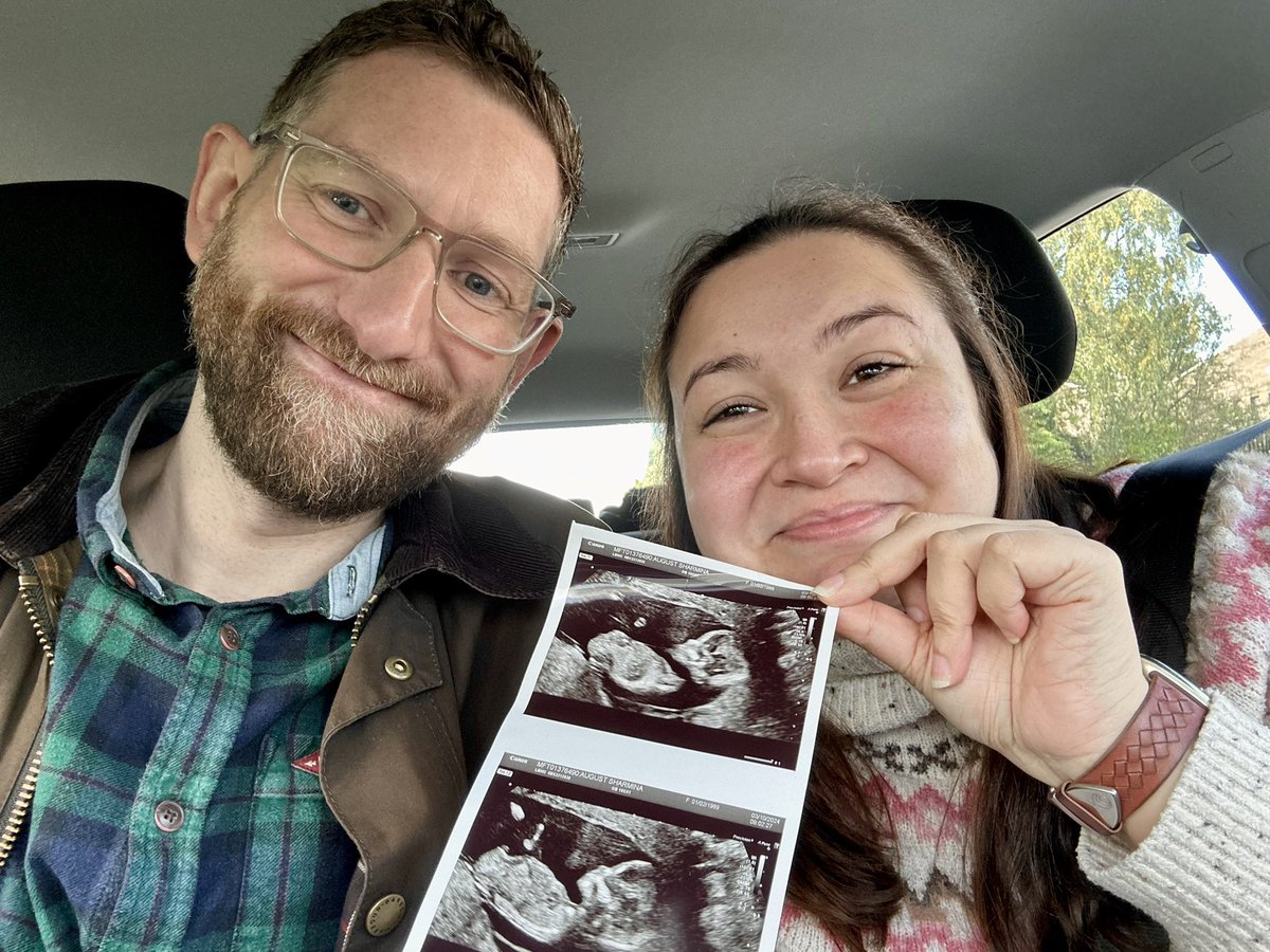 SharAugust's tweet image. .@StuDickman and I have been on a long and difficult journey, but we can finally share our news: tiny human/ giant baby joining us in April!