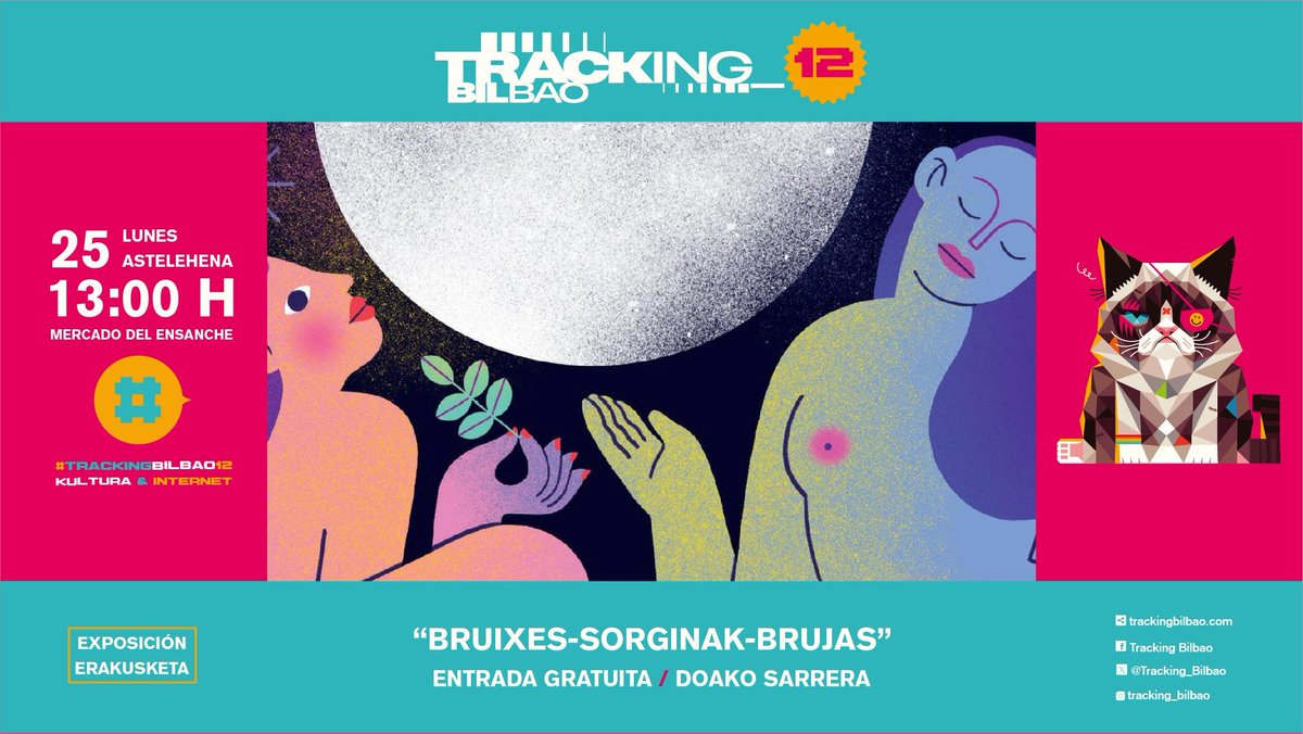 A partir del próximo lunes 25 de noviembre la exposición SORGINAK - BRUJAS - BRUIXES, con la participación de 30 autoras que aportan su visión de la figura de la bruja, podrá verse en Bilbao. Estaré en las siguientes visitas guiadas, explicando la muestra... Entrada gratuita.