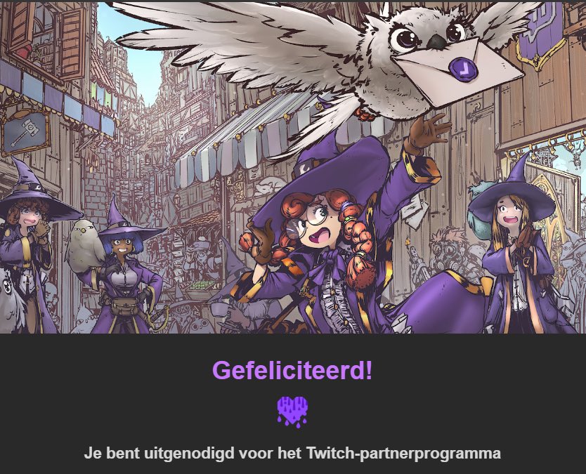 Still feels unreal, even after celebrating it in a live stream already. Thankyou all so much for the support. TWITCH PARTNER BABY!! 💜
